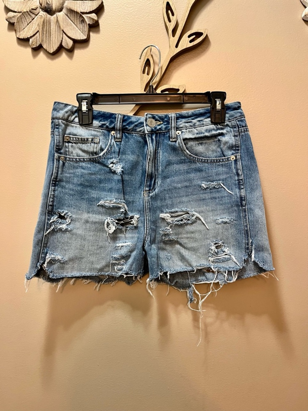 Garage Distressed High Waist Denim Shorts Size 7